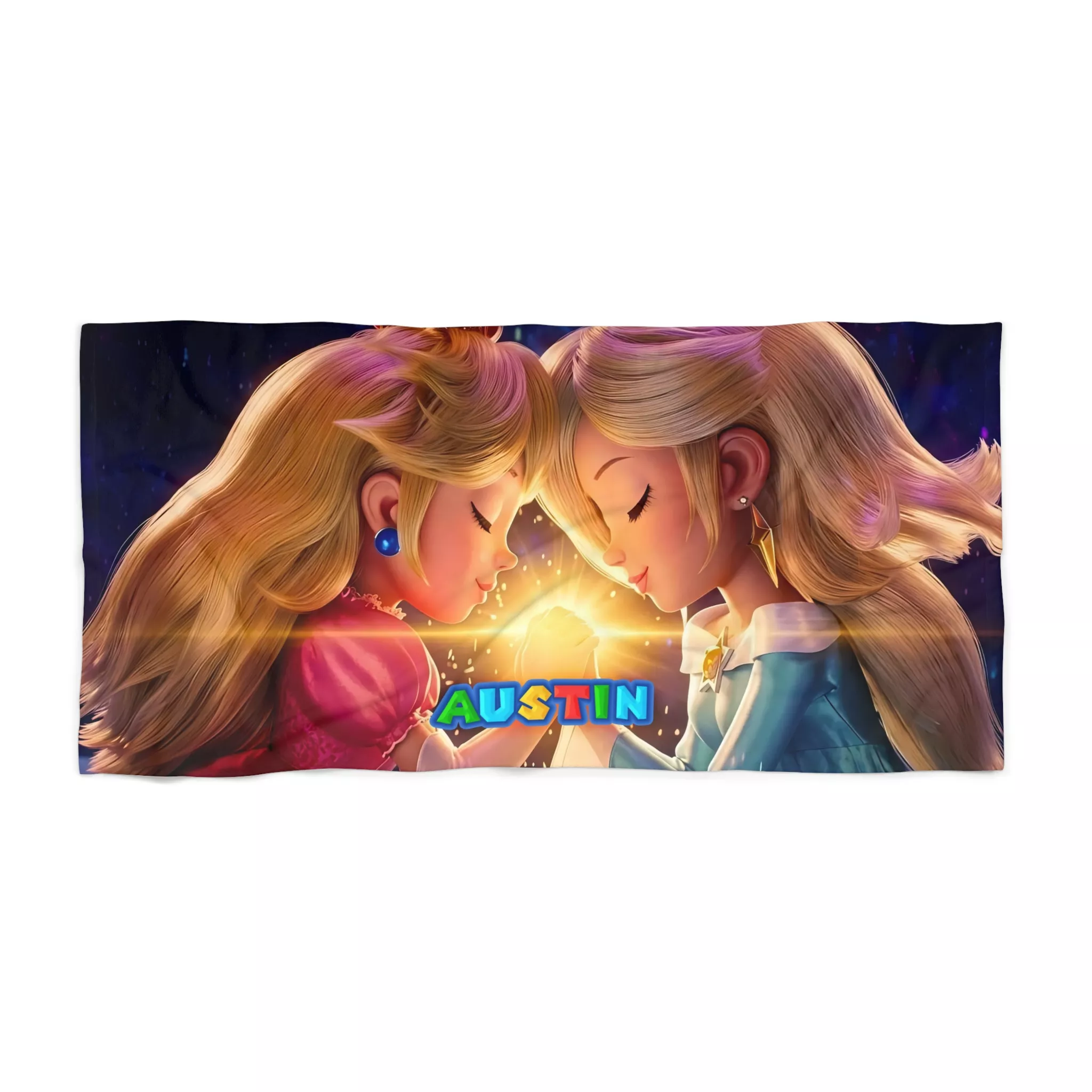 Personalized Super Mario Galaxy pool towel with custom name Austin.