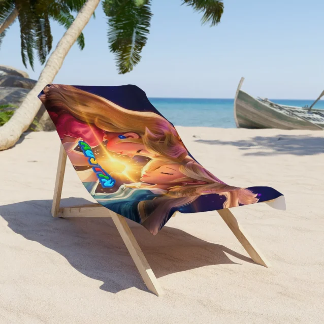 Kids wrapping up in a soft Super Mario microfiber beach towel.