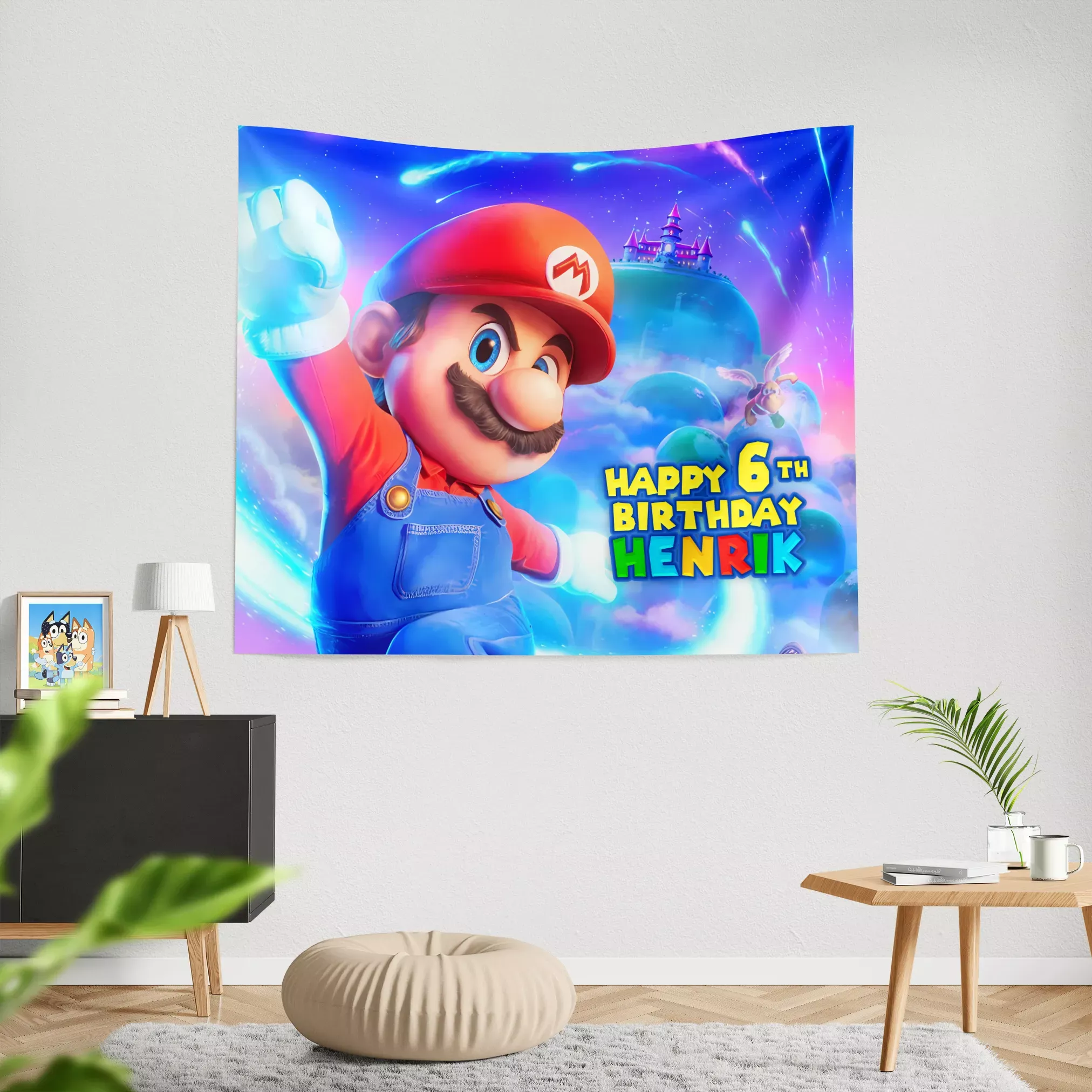 Super Mario Galaxy Birthday Banner – Custom Video Game Party Backdrop