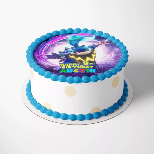 Custom Nintendo party cake sheet with Lumas and Yoshi