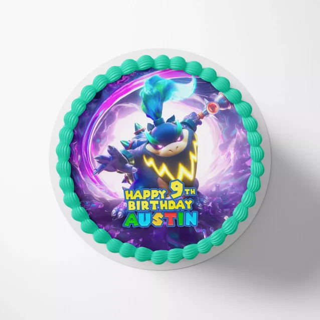 Custom Bowser Jr and Chain Chomp edible cake image