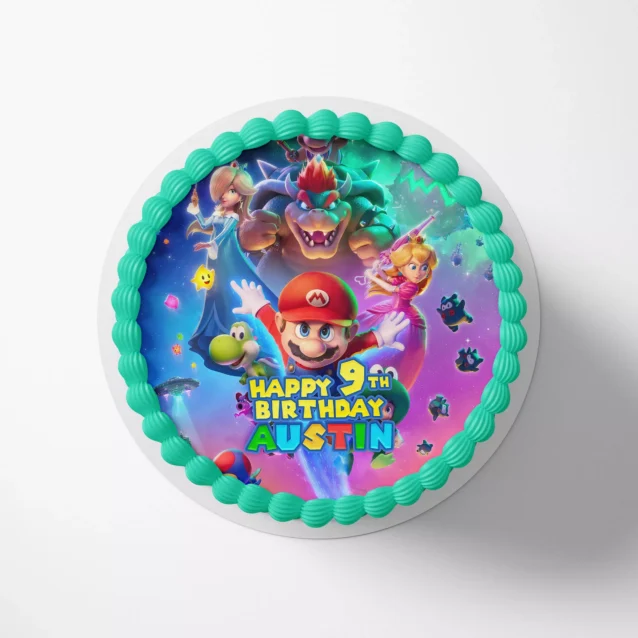 Super Mario Galaxy group characters cake topper with Rosalina and Bowser