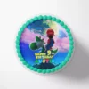Personalized Nintendo birthday cake image with dinosaur and plumber