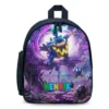 Personalized Super Mario Galaxy mini backpack in the Bowser's Dark Galaxy design — Bowser roaring in a purple nebula, with the child's name printed across the front pocket.