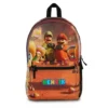 Closeup detail mockup layout of the custom Nintendo variant Super Mario Galaxy bookbag showcasing the high-definition print quality of Mario and Luma characters.