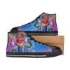 Toddler easily fastening velcro on their Super Mario Galaxy shoes.