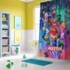 Villain-themed gamer bathroom curtain displaying a giant Bowser Jr in a dynamic pose.