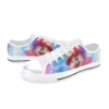 Top-down angle of kids Nintendo footwear displaying breathable canvas material.