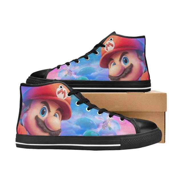 Soft foam breathable insole inside Super Mario space theme kids shoes.