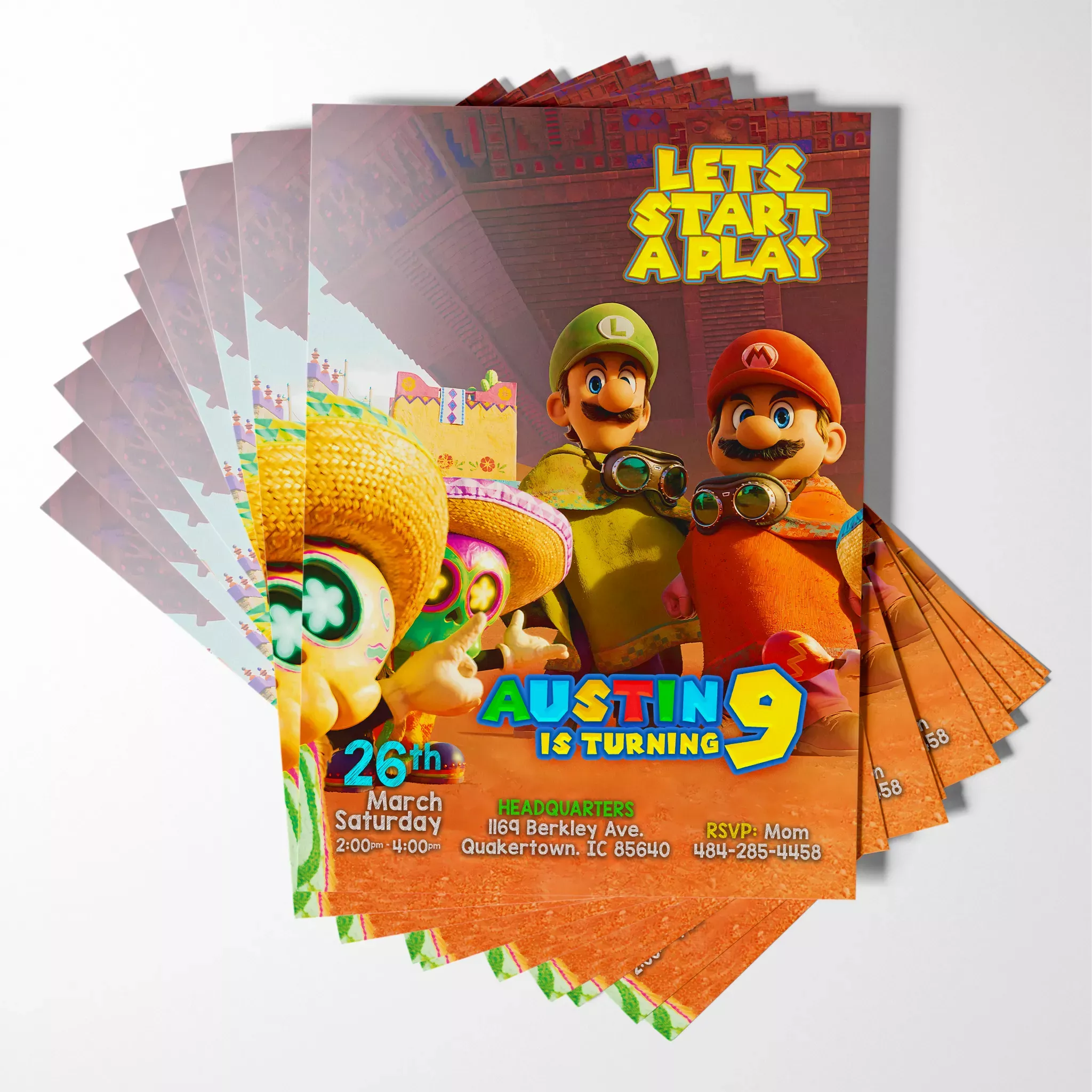 Printable Super Mario Galaxy Invitation Template | Edit & Print