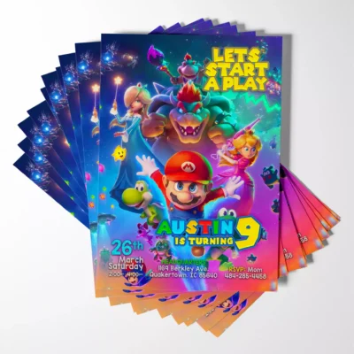 Quick turnaround digital Super Mario birthday invitation