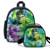 Matching Marvel superhero Hulk backpack with lunch box attached