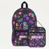 Personalized Neon Bias Typography Kpop school backpack and lunch bag set.
