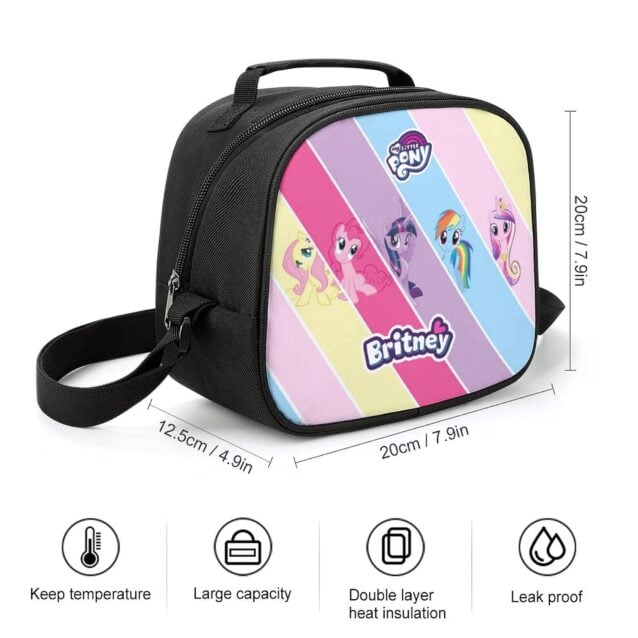 Complete back-to-school bundle with vibrant pony collage backpack and thermal lunch tote.