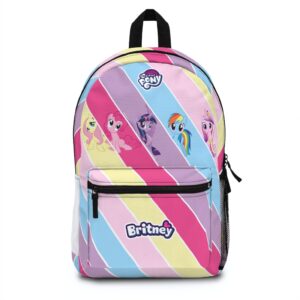 Personalized multi-color school bookbag featuring the entire Mane Six pony cast.