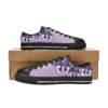 Top-down perspective of the breathable purple kids school shoes.