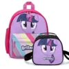 Matching 2-piece school set featuring a purple Twilight Sparkle backpack and lunch bag.