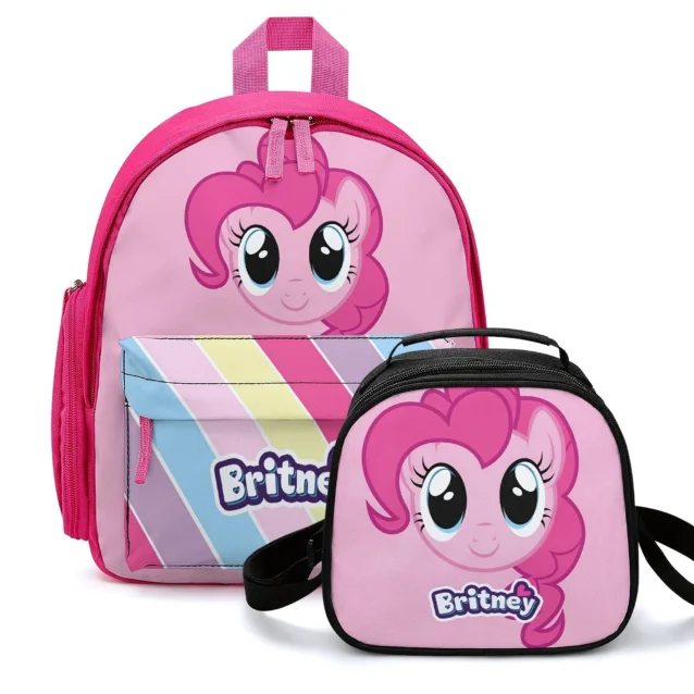 Matching 2-piece school set featuring a pink Pinkie Pie backpack and insulated lunch bag.