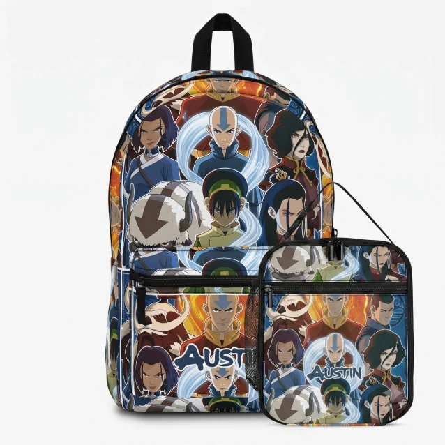 Aang and friends portrait backpack with matching lunch box and custom name
