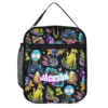 Personalized Fortnite lunch bag in the Peely Doodle Sticker black design, front view