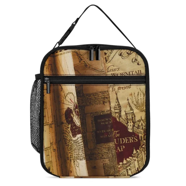 Marauders Map Harry Potter portable insulated lunch bag with top handle