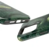 Slytherin serpent Harry Potter phone case at an angle, showing the precise port and button cutouts.