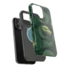 Slytherin serpent Harry Potter MagSafe phone case showing the embedded magnet ring on the back.