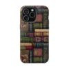Harry Potter spellbook-library phone case with vintage magic books for iPhone, Samsung and Pixel.