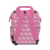 Back view of the hot pink Hello Kitty rows diaper bag.