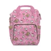 Pink Hello Kitty diaper bag with teddy bears, hearts and Kitty hugging her teddy.
