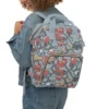 Grey Lightning McQueen diaper bag worn as a backpack for hands-free carrying.