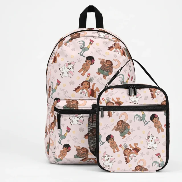 Maui and Baby Moana ocean shells backpack and lunch bag set