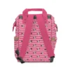 Back view of the hot pink striped Minnie Mouse diaper bag.