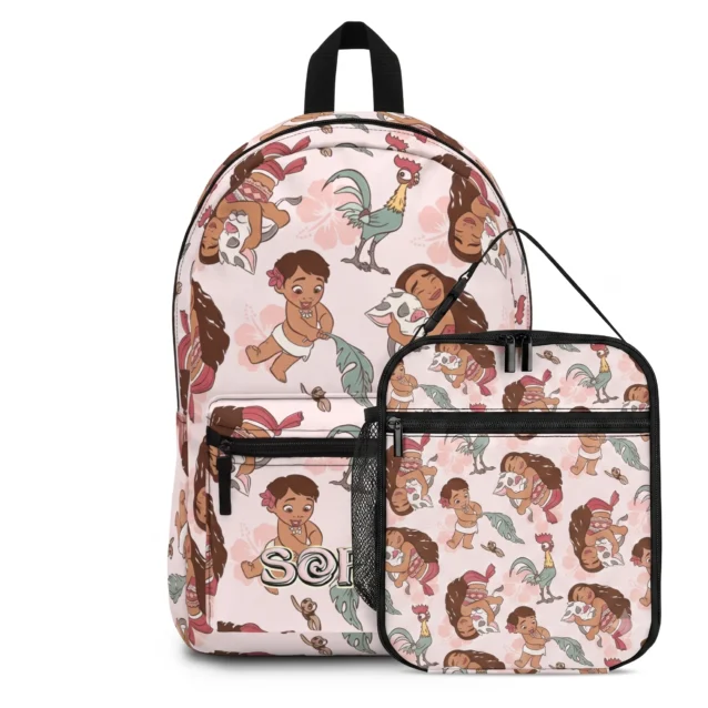 Moana Boho Rainbow backpack and insulated lunch bag school set