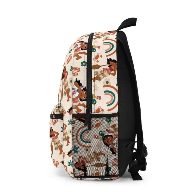 Moana Boho Rainbow kids backpack, side view
