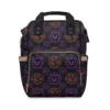 Purple Gengar diaper bag backpack with glowing Gengar faces on a dark background.