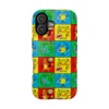 Pokemon phone case with a comic grid of Kanto starters — Pikachu, Charmander, Squirtle and Bulbasaur — for iPhone.