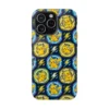 Neon Pikachu Pokemon phone case with glowing circles and lightning for iPhone, Samsung and Pixel.