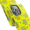 Close-up of the durable Pikachu Pokemon tough case showing the camera cutout and vivid print.