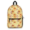 Honey-yellow Pooh Bear backpack sprinkled with Winnie the Pooh art and a custom kids name.