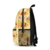 Side of the honey-yellow Pooh Bear backpack with the pattern continuing over the side pocket.
