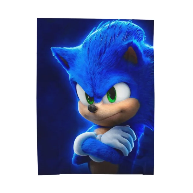Sonic Blanket in the Movie Portrait Sonic design, shown flat