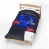 Sonic Blanket in the Neon Outline Sonic design, made up in a bedroom