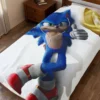 Sonic Blanket in the Sonic and Gold Rings design, on a kids bed