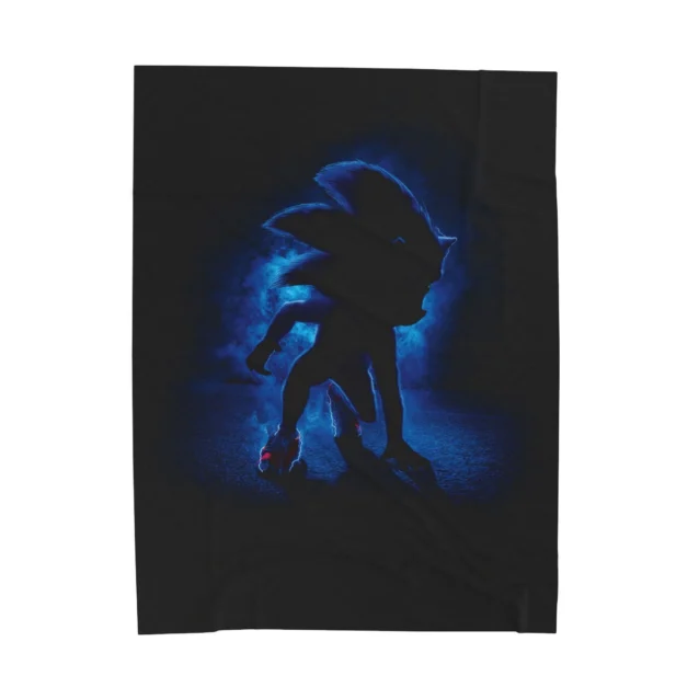 Sonic Blanket in the Shadow Silhouette design, shown flat