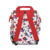 Back view of the white Spider-Man webs diaper bag.