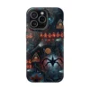 Stranger Things Hawkins Lab phone case with the alphabet wall, Eggo waffle and walkie-talkie for iPhone.