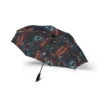Side view of the navy alphabet-wall Stranger Things umbrella