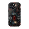 Stranger Things Upside Down phone case with Eleven's hand and the Hawkins gate for iPhone and Samsung.