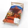 Super Mario Galaxy Blanket in the Desert Kingdom design, made up in a bedroom